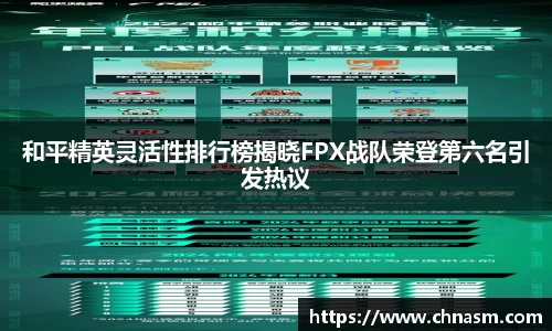和平精英灵活性排行榜揭晓FPX战队荣登第六名引发热议