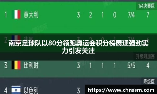 南京足球队以80分领跑奥运会积分榜展现强劲实力引发关注
